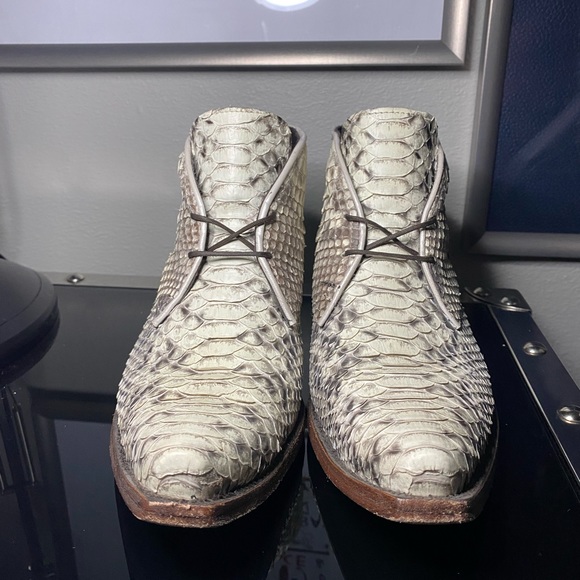 Allen’s Boots Lace-up Python Skinned Ankle Boots - Picture 4 of 8